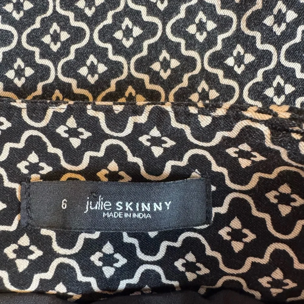 ANN TAYLOR LOFT  Julie Skinny Black Patterned Pants Size 6   #Y - Picture 6 of 7